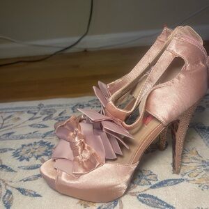 Elegant Pink Satin Women's Heels